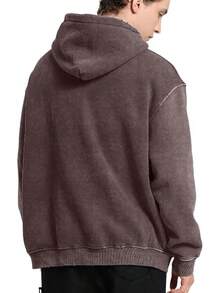 FAIABLE Mens Hoodies Oversized Unisex Wash Hoodie Heavyweight Fleece Vintage Cotton Sweatshirt Men Women Streetwear - Chocolate - 查看 6