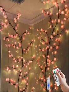 96 LED Cherry Blossom Tree Branch Wall Light With Remote Control & Timer, 8 Lighting Modes, Flexible Willow Twig Shape, Floral Wall Decor, Suitable For Bedroom, Home, Spring Decoration