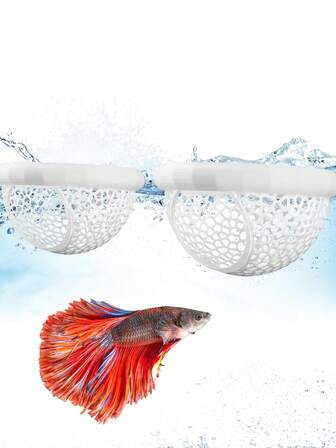 2 种尺寸浮动斗鱼隐藏和虾洞 - 3D 打印水族箱吊床、浮动喂食器环和纳米水族箱休息庇护所和鱼缸装饰（白色/蓝色/粉色）