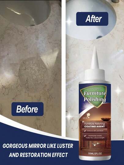 1pc 50ml Furniture Polishing Nano Coating Agent - Cleaning And Maintaining Wood Furniture, Ceramic Tiles, Floor Stoves Polishing Agent, Suitable For Marble Surfaces, Bathroom Tiles, Granite Slabs, Wooden Floors, Wooden Products, Etc. It Can Remove Stubborn Stains, Dirt, Discoloration And Other Defects.