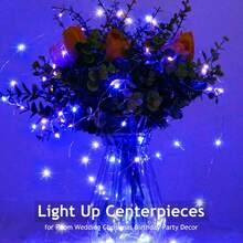 48 Pack Fairy Lights Battery Operated [3 Modes], 7ft 20 Led Twinkle Lights String Lights Waterproof Bulk Small Mini Silver Wire For Christmas Mason Jars Wedding Table Centerpiece (Blue) - 藍色 - 查看 4