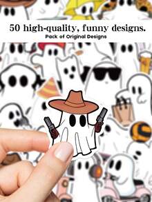 YWWBLD 50 buc drăguț mic fantomă Halloween temă autocolante cameră desktop profesor album decor Halloween DIY desene animate autocolante