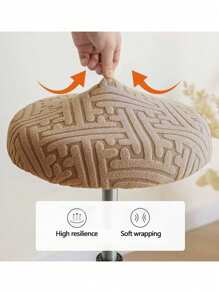 1 件、4 件、Tatuo 圆形吧凳座套、可洗凳垫、沙发套和弹性吧椅套适用于 12-16 英寸椅子 - 淺駝咖 - 查看 4