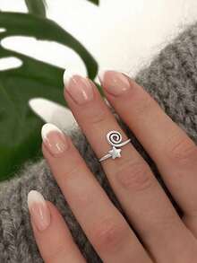 1 pieza Anillo para el dedo del pie minimalista, hecho de plata de ley S925, regalo de joyería elegante para mujeres - Anillo para el dedo del pie con forma de estrella en forma de remolino - Ver 6