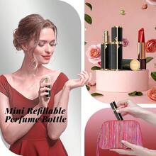 Perfume Travel Refillable BottleGenuine Leather BottomFilling Fragrances Perfume Atomizer Mini Cologne Dispenser Portable Sprayer Pocket Size For Cruise Car Trip Purse Gift 5ml Black - 黑色 - 查看 2