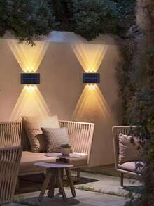 10LED/8LED Solar Wall Lights, 1/2/6pcs Multi-Pack Options, Up & Down LED Lamp Design Suitable For Decorating House Exterior Walls, Fences, Corridors, Decks, Stairs, Gardens, Front/Backyard - Black - View 3