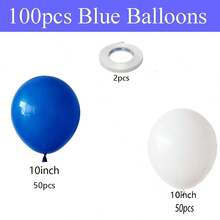 100/50/30pcs Royal Blue & White Latex Balloons, 10 Inch Diameter With Ribbons, Decorations For Birthday, Graduation, Wedding, Bridal, Baby Shower And Celebration Events - Multicolor - View 4