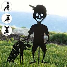 1pc Halloween Ghost Zombie Metal Garden Yard Stake Decor, Outdoor Spooky Halloween Decoration,Christmas - Black - View 3