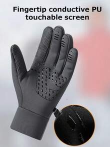 Winter Warm Gloves With Storage Pocket, Windproof Touchscreen Gloves For Sports, Cycling, Skiing, Hiking