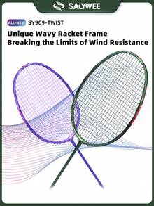 SALYWEE TWIST Full Carbon Fiber 5U Badminton Rackets, Wave Shaped Frame ...