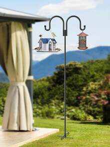 2pcs/4pcs  Heavy-Duty Adjustable Outdoor Double-Arm/Single-Arm Shepherd Hook, 4-Fork Base 38-Inch Bird Feeder, Bohemian-Style Garden Plant Basket And Wedding Hook Decoration, Durable Metal Structure Hanging Basket, Lantern And Bird Feeder, Garden Decoration, Sturdy Hook Design, Christmas, Halloween, Thanksgiving Flower Basket Festival Decoration Hook - 雙臂勾 - 查看 1