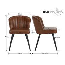 Chairus PU Leather Kitchen Chair Set Of 2 Side Dining Chairs Armless Tub Chair With Metal Legs - 棕色 - 查看 2