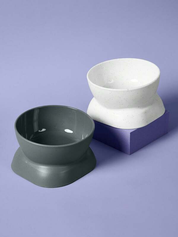 PETSIN 云母碗，猫碗，狗碗，带倾斜高脚保护颈部的宠物碗，宠物用品