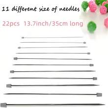 22 件编织针、DIY 手工钩针工具、编织用品、适合初学者的不锈钢单点编织套件、长而轻的编织针、各种尺寸的金属羊毛编织针，直径范围从 2 毫米到 8 毫米（0.078 英寸到 0.314 英寸）。 - 銀色 - 查看 9