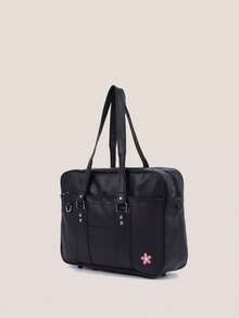 Japanese JK Style PU Backpack, Large Capacity Shoulder Crossbody Bag, Commuter Bag - Black - View 6