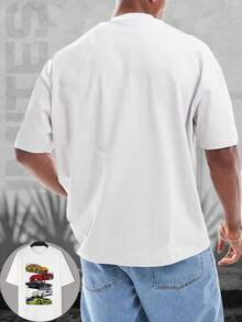 Men's Short-Sleeve T-Shirt | Classic Car Pattern | Automotive Print | Casual Versatile Style | Premium Birthday Gift For Men | Ideal Gift Pick - trắng - Xem 3