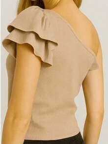 Simple Pink 3d Pleated Ruffle Hem Holiday - Beige - View 2