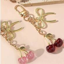 1pc Women's New Cherry Bow Metal Keychain Fashionable Bow Accessory Minimalist Ins Style Bag Charm Back To School Gift Y2K - Multicolor - View 1