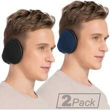 Foldable Fleece Ear Warmers For Outdoor Skiing - B-黑色+深藍色 - 查看 1