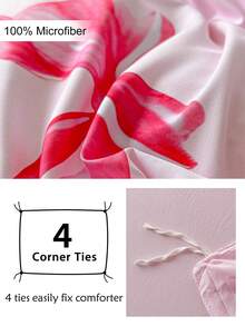 2/3pcs Pink Bow Printed Polyester Duvet Cover Set, Cute & Modern Children/Teen Girls All Season Bedding Set, Soft & Breathable, Machine Washable (1 Duvet Cover + 1/2 Pillowcase) - Pink - View 6