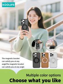 Koolife 1pc 360° Rotating Magnetic Phone Case, 2.5mm Backplate, PC+TPU Material, Precise Cutouts, Skin-Friendly Matte Anti-Slip Anti-Sweat, Raised Camera Protection, Compatible With IPhone 13/13 Pro/13 Pro Max, 14/14 Pro/14 Pro Max, 15/15 Plus/15 Pro/15 Pro Max, 16/16 Plus/16 Pro/16 Pro Max/16e, 17/17 Air/17 Pro Max - Black - View 3