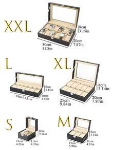 2/12 Slot Waterproof PU Leather Watch Storage Box, Watch Box Storage Organizer, Watch Gift Box, Travel Watch Storage Box, Luxury Large Capacity Watch Storage Box, Unisex, Elegant Black PU Leather With Compartments Watch Case - Holds Watches, Home Organization And Storage Supplies, Room Decoration, Gifts For Men, Gifts For Women - Multicolor - View 3