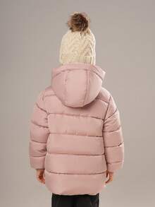 SOLOCOTE 女孩可爱冬季连帽棉衣，带口袋，温暖舒适，适合休闲外出，圣诞礼物 - 粉色 - 查看 3