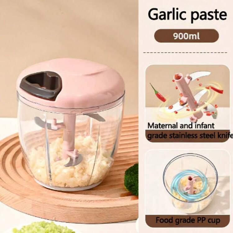 900毫升超大容量手动食物切碎机，蔬菜切碎机，蒜蓉切碎机，拉绳式手动食物处理器，配备5个锋利刀片，可切碎洋葱、辣椒、生姜等多种食材。 - 淺藍色 - 查看 16