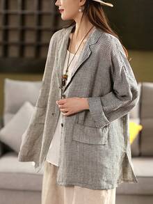 Women's Elegant Casual Blazer - Loose Fit Button Front Design