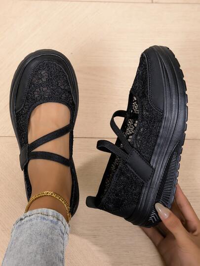 Women's Fashion Air Cushion Fabric Casual Shoes; Fashionable Wedge Heel Casual Sneakers, Breathable Mesh Slip-On Casual Shoes, Plus Size Black Thick-Soled Casual Shoes, Slip-On Women's Shoes, Fashionable Versatile Little Black Shoes, Women's Running Shoes, Women's Sports Shoes, Women's Everyday Casual Shoes, Women's Lightweight Breathable Walking Shoes, Women's Tennis Shoes, Women's Loafers, Women's Flats, Women's Training Shoes, Women's Mules