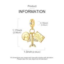 1 件金色地球和飞机票形状吊坠，适合手链、项链、DIY 珠宝制作 - 金色 - 查看 5