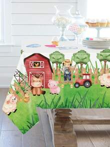 1 pièce Nappe de ferme, nappe à motif d'animaux de ferme rustique rouge, décoration de table de salle à manger pour fête d'anniversaire, nappe à thème de ferme pour décoration de fête, décoration de baby shower, décoration de révélation de , nappe jetable à thème de ferme, décoration de table pour rassemblement familial, décoration de ferme, housse de meuble, décoration de cuisine et salle à manger, décoration de chambre, décoration de maison, décoration d'animaux de ferme, cadeau d'anniversaire, décoration d'anniversaire, faveur de fête - animaux de la ferme - Voir 4