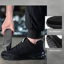 Tenis De Seguridad Zapatos Industrial Trabajo Mujer Hombre - Negro - Ver 6