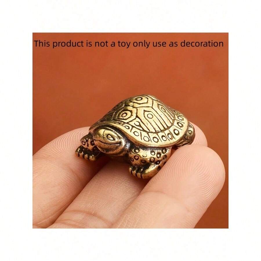 1 pieza Tortuga de la longevidad vintage, escultura decorativa de latón macizo del animal de la longevidad, decoración del hogar, regalo de cumpleaños para personas mayores - Dorado - Ver 1