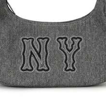 MLB 男包女包休閒包戶外旅遊包運動包日常BASIC MEGA LOGO POCKET DENIM HOBO BAG拎包3ABQM034N-50BKS - 黑色 - 查看 3