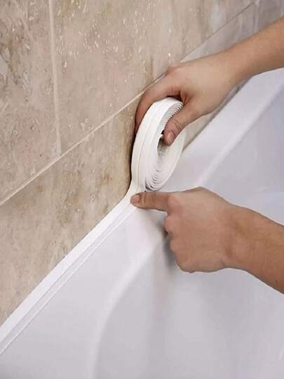 Ruban adhésif d'étanchéité pour salle de bain - Mastic imperméable haute résistance pour baignoire, douche, lavabo, toilette, bords de sol et de mur - Solution d'étanchéité DIY facile, joint de toilette Surface lisse Adhésif imperméable