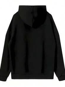 Big Worms Ice Cream Graphic Print Hoodie - Soft Polyester, Regular Fit, Hooded, Long Sleeve, Slight Stretch, Machine Washable - Perfect For Casual Daily Wear, Outdoor Activities, And Gift Ideas For Men And Teens - 黑色 - 查看 2