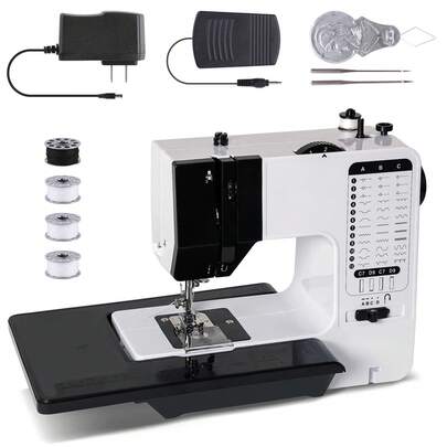 Senmeo Upgraded Professional Portable Electric Sewing Machine, 38 Stitches Multi-Functional Tabletop Automatic Sewing Machine, Overlocked Edge, With LED Lights, Foot Pedal Home Sewing Machine, Self-Extension Table Sewing Machine, Suitable For Parents, Beginners, Hobbyists, Lightweight And Easy To Use, Ideal For Repair, DIY And Crafts.