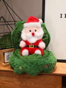 1 szt. Prezent niespodzianka w kształcie Świętego Mikołaja i domku na choince, pluszowa lalka renifer dla dzieci