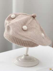 1 件/2 件婴儿帽子秋冬款，可爱甜美蘑菇和波尔卡圆点针织帽，婴幼儿男孩女孩保暖头饰 - 貝雷帽 - 查看 10