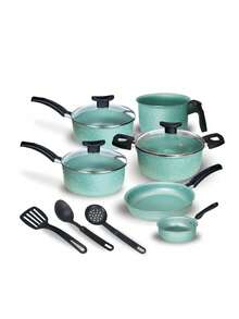 Cookware Set Casserole Set 9 Pieces Kit Nonstick Glass Lid Elegance With Cutlery - 門塔 - 查看 2