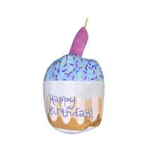 iDestry Hundekuchen Spielzeug aus weichem Plüsch mit quietschenden, bunten Kerzen, strapazierfähiges, Lustiges Kaukuscheltier für große Hunde-Rassen als Geburtstaggeschenk mit Halstuch