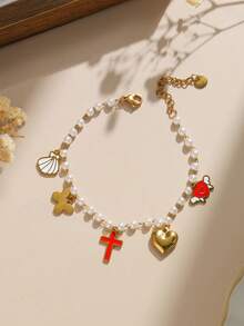 Mazuer 1 pezzo Braccialetto con pendente a moneta stile vintage placcato oro 18K, regalo per la fidanzata, laurea, Ringraziamento, ritorno a scuola, vacanze, feste, uso quotidiano