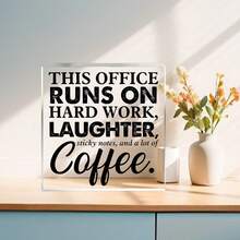 1 đồ trang trí máy tính để bàn hình vuông truyền cảm hứng, "Làm việc chăm chỉ, cười thường xuyên" kèm giấy nhớ và cà phê, quà tặng khích lệ - Lý tưởng cho Giáng sinh và năng suất làm việc tại văn phòng - đồ trang trí - Xem 4