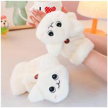 1 双卡通可爱休闲街头派对涤纶刺绣露指兔毛手套，温暖厚手套女士冬季派对、约会、学生1 双卡通可爱休闲街头派对涤纶刺绣露指兔毛手套，温暖厚手套女士冬季派对、约会、学生 - Flap Mittens - 查看 7