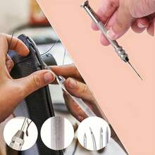 A Set Of Leather Sewing Awl Needle Kits, 1 Set Of Metal Hand Sewing Awls, Hand Needles For DIY Leather Crafts, Shoe And Bag Repair, Suitable For All Seasons - Gray - 1 Set (5 Pieces) - View 7
