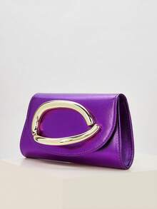 闪亮、耀眼、奢华、迷人、优雅、精致的大号女士手拿包、晚宴包、派对手提包，配有可拆卸链条肩带，适合婚礼、派对、舞会等场合，采用天鹅绒材质，时尚优雅，适合女孩、女士、大学生、年轻职业人士和上班族。 - 紫色 - 查看 3