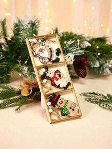 9 pièces/1 set Pendentifs de Noël en bois peints, décorations de Noël, décorations d'hiver pour la maison et célébrations festives, ornements pour sapin de Noël, petits pendentifs, combinaison de pendentifs de poupée de Noël rétro, petits pendentifs, accessoires de décoration d'ambiance festive pour les activités de Noël, décoration de pièce