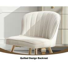 Chairus PU Leather Kitchen Chair Set Of 2 Side Dining Chairs Armless Tub Chair With Metal Legs - 白色 - 查看 4
