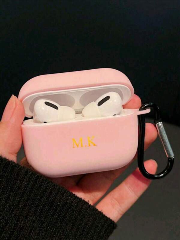 1pc Personalized Minimalist Matte Solid Color Bluetooth Earphone Protective Case, Fashionable Multipurpose Bluetooth Earphone Case With Customized Text, Comes With 1 Earphone Hanging Loop. Customized Signature, Multicolor Letters, Name, Short Phrase Shock-Proof Thick Transparent Phone Case